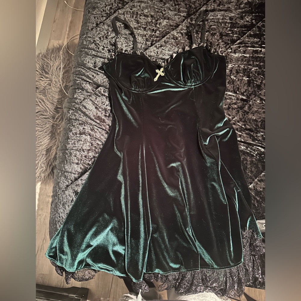 Dolls Kill Black Velvet Midi Dress